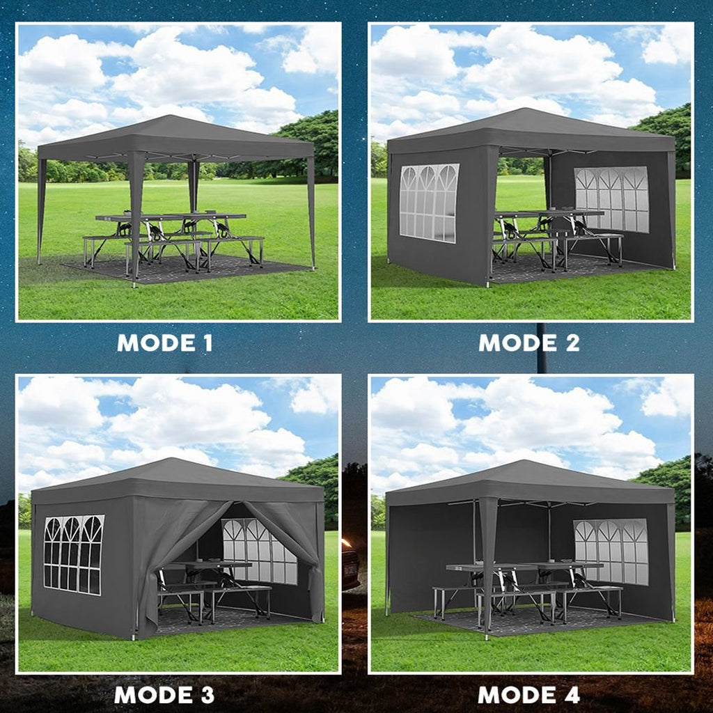 10'x10' EZ Pop Up Canopy with 4 Removable Sidewalls, Carry Bag & Weight Bags