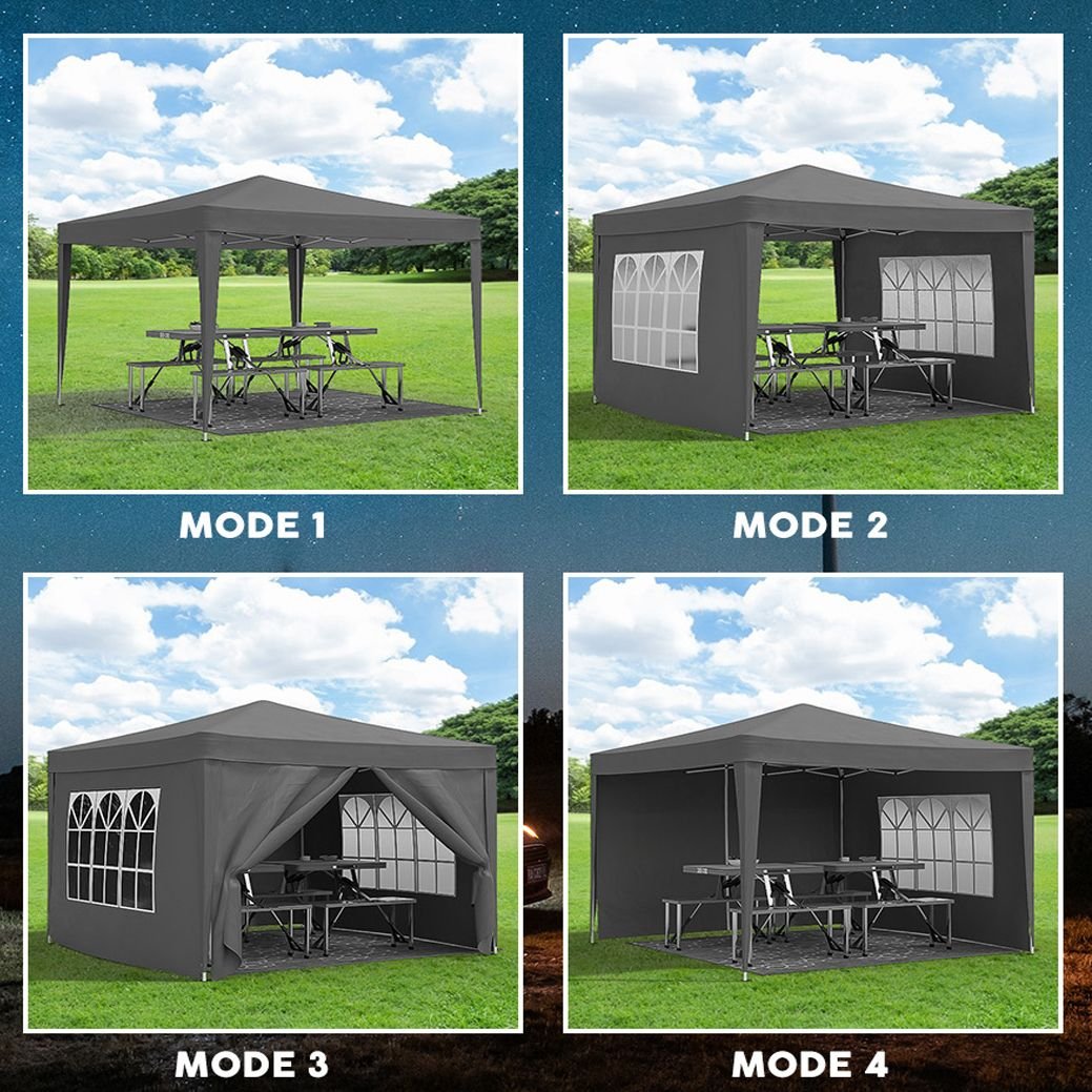10'x10' EZ Pop Up Canopy with 4 Removable Sidewalls, Carry Bag & Weight Bags