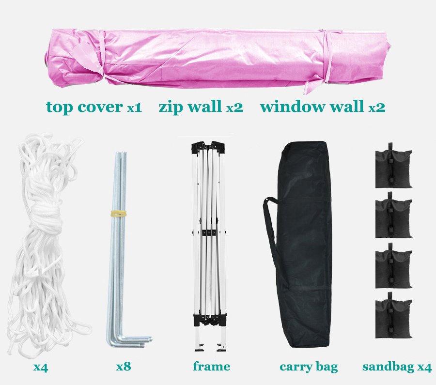 10'x10' EZ Pop Up Canopy with 4 Removable Sidewalls, Carry Bag & Weight Bags