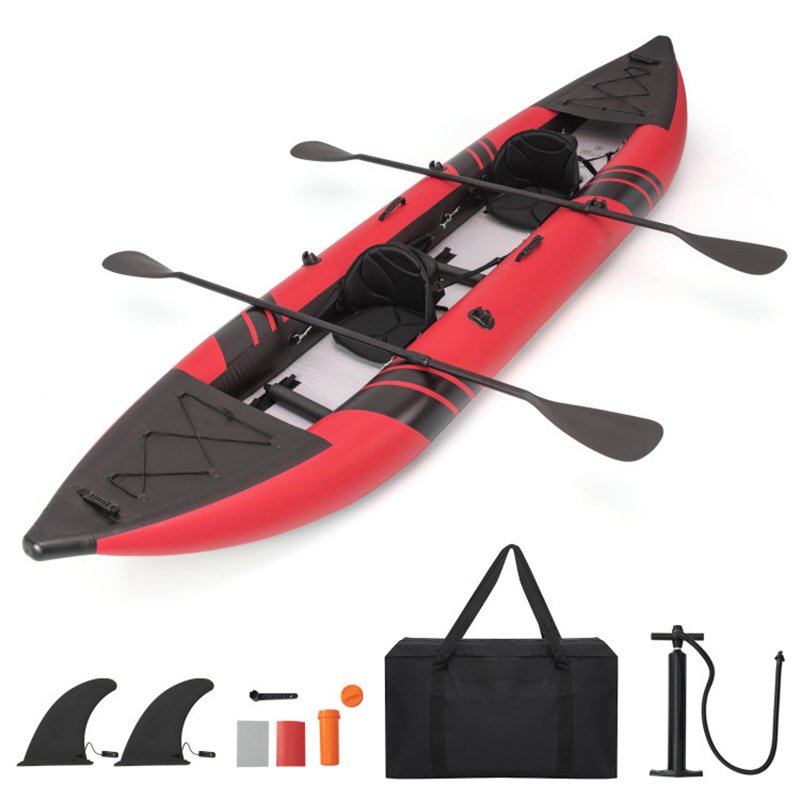 Inflatable 2-Person Kayak Set – Heavy-Duty PVC Kayak with Aluminum Oars, Adjustable Seats & Repair Kit