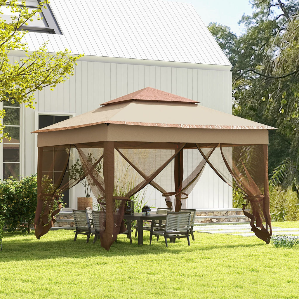 Outdoor Patio Pop Up Canopy Gazebo Shelter with Zipper Netting, Carry Bag