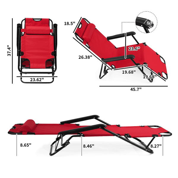 Portable Dual Purposes Extendable Folding Reclining Chair