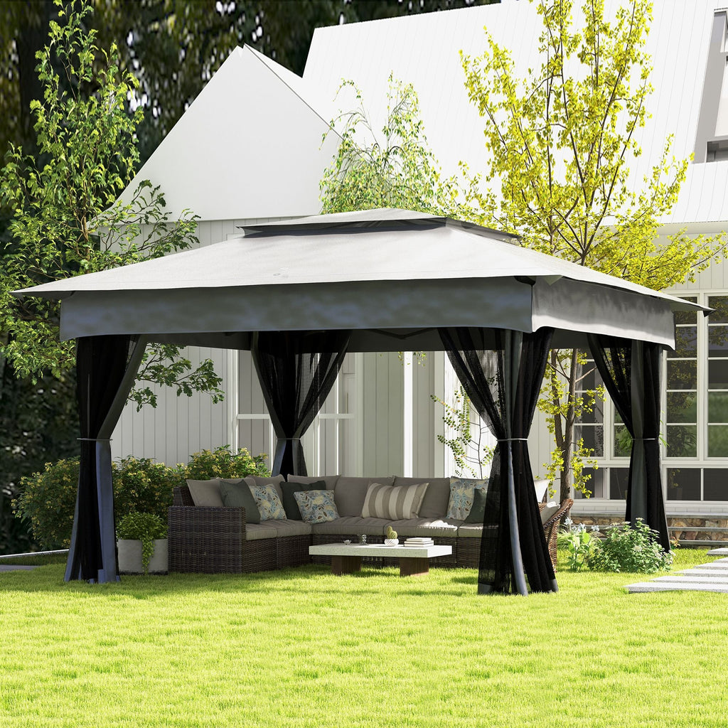 Outdoor Patio Pop Up Canopy Gazebo Shelter with Zipper Netting, Carry Bag
