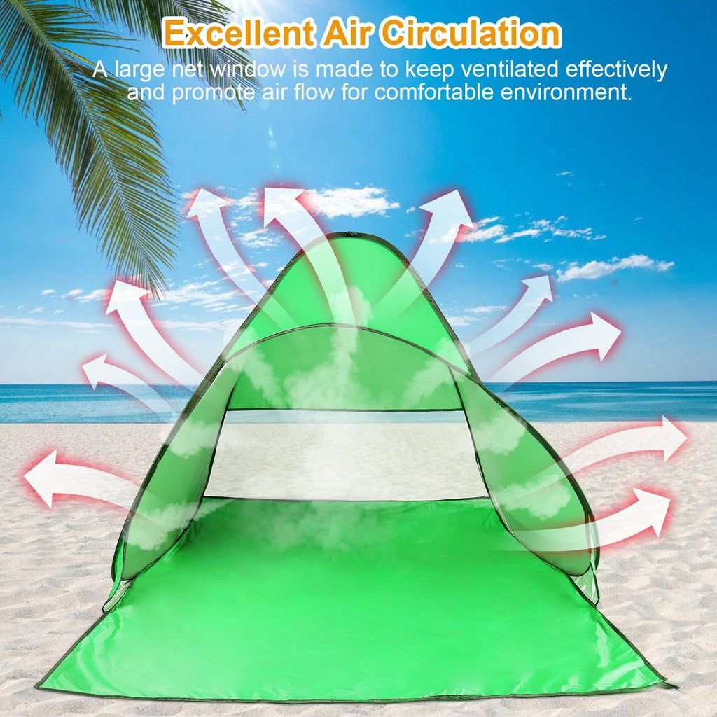 Pop-Up Beach Tent Sun Shade Shelter – Anti-UV, Waterproof with Net Window & Storage Bag for 2-3 People