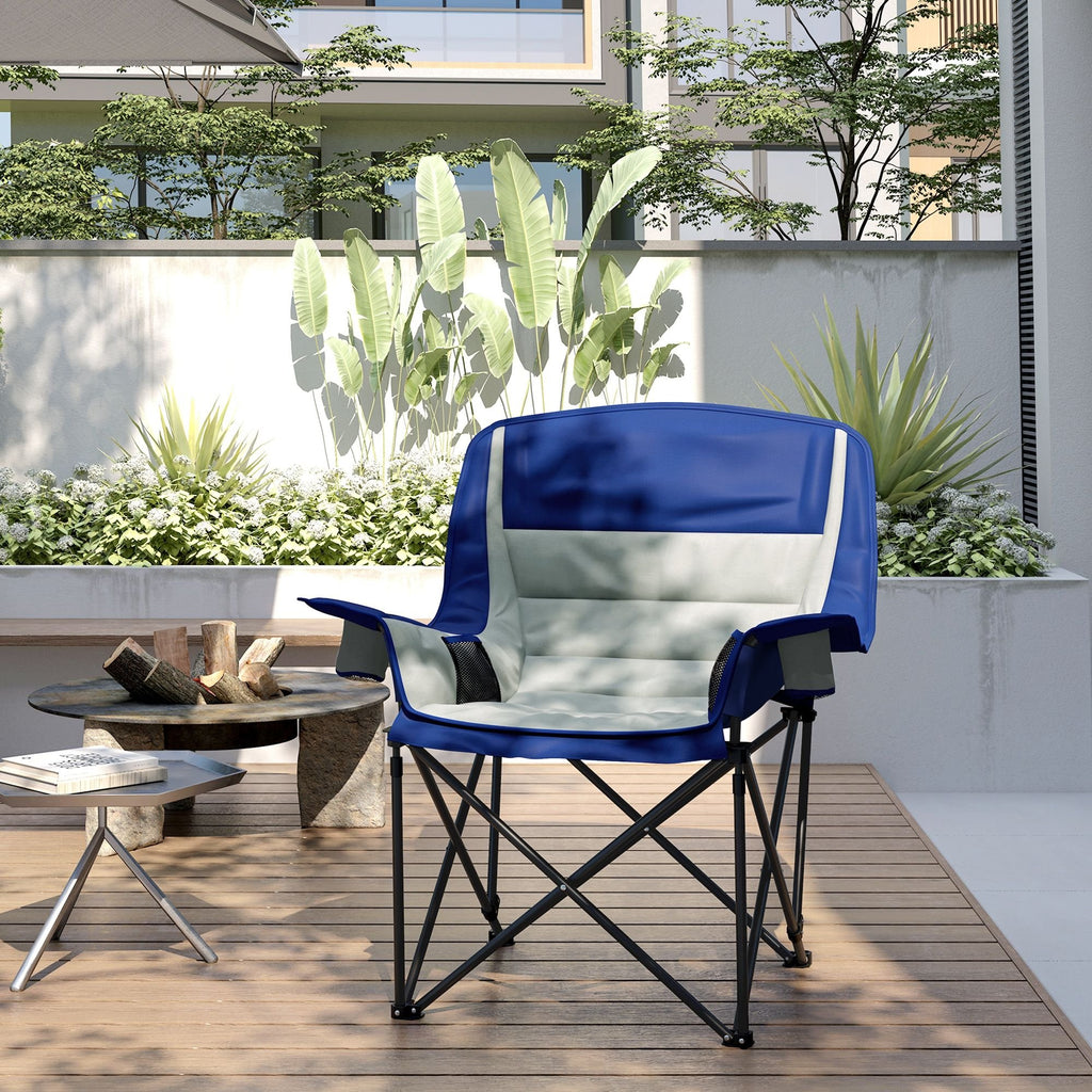 Padded Folding Camping Chair - Portable with Cup Holder & Side Pockets