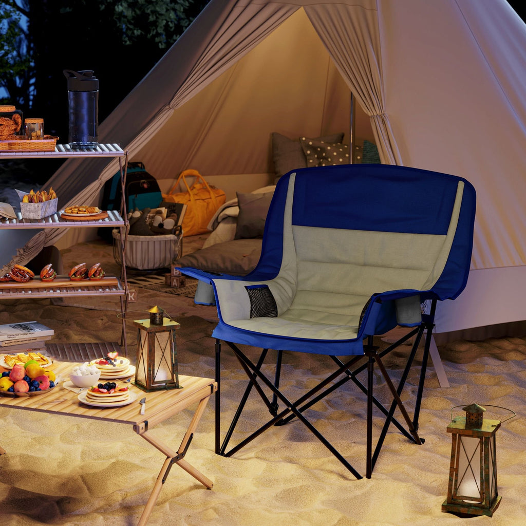 Padded Folding Camping Chair - Portable with Cup Holder & Side Pockets
