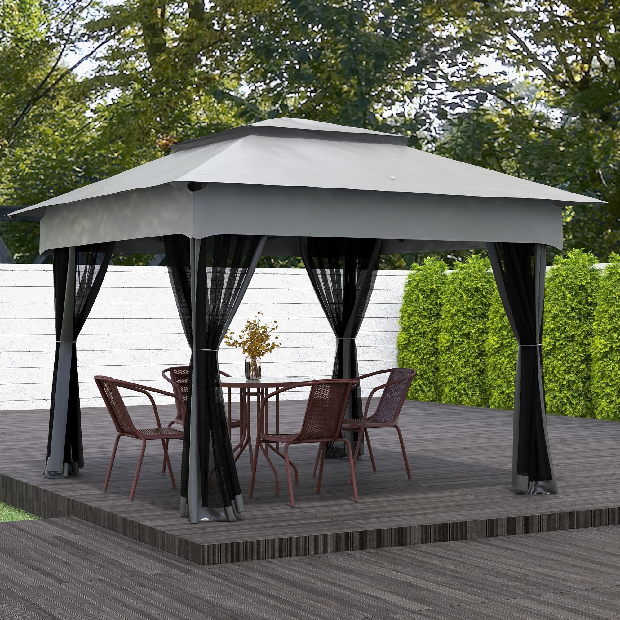 Outdoor Patio Pop Up Canopy Gazebo Shelter with Zipper Netting, Carry Bag