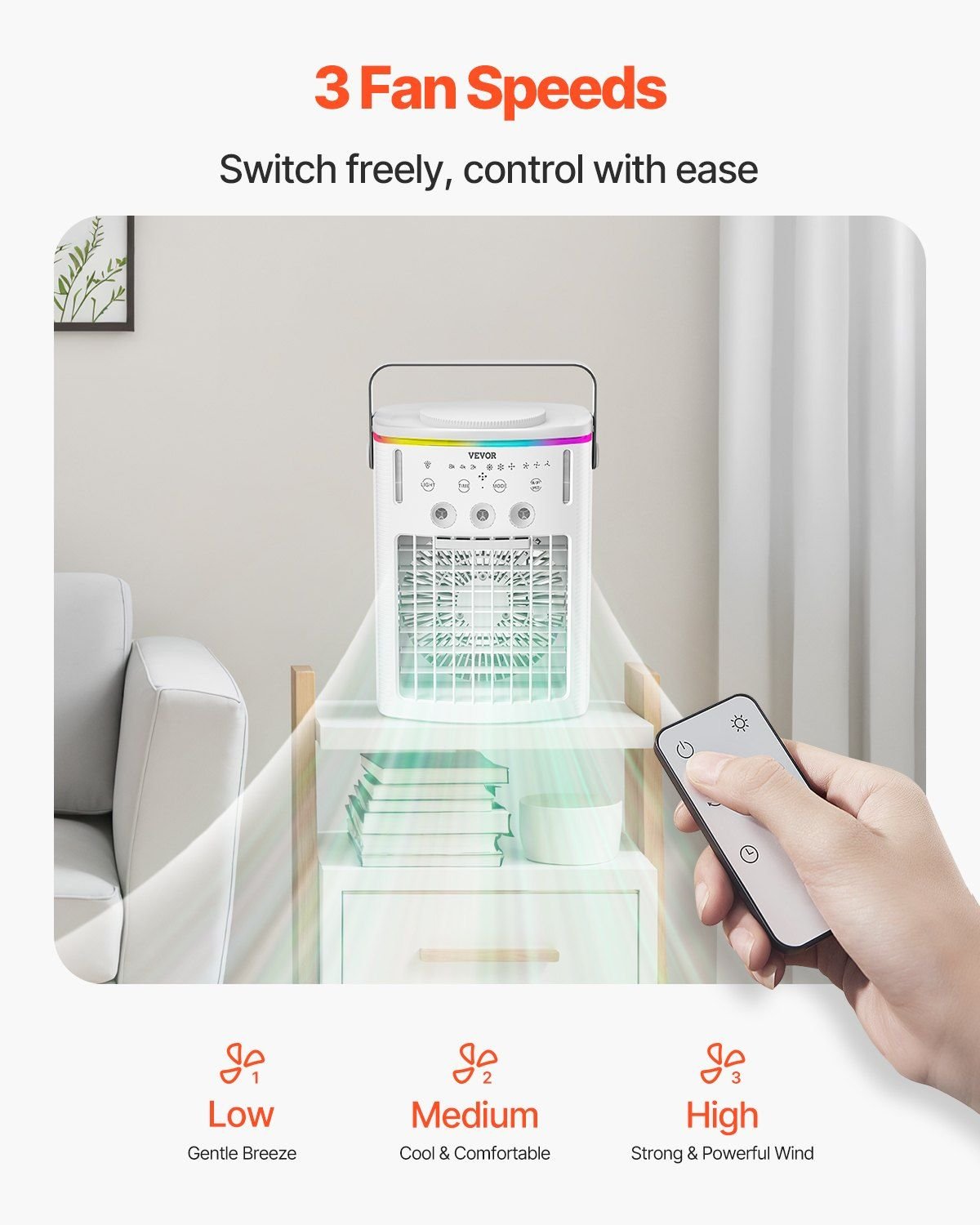 4-in-1 Portable Evaporative Air Conditioner – Remote Control with 3 Speeds