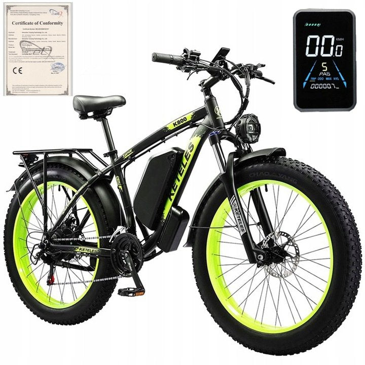 KETELES Electric Bike – 48V 23AH Dual 1000W Motors, 26"x4.0 MTB
