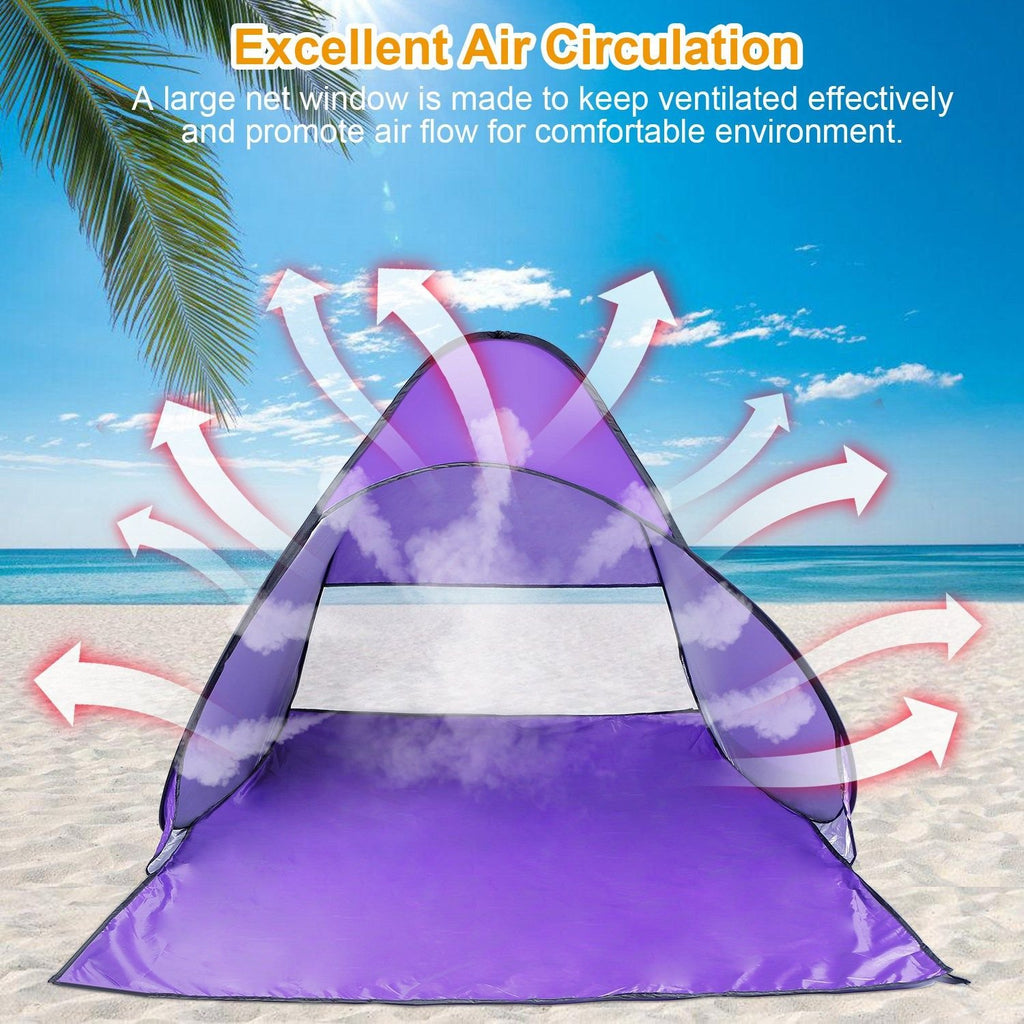 Pop-Up Beach Tent Sun Shade Shelter – Anti-UV, Waterproof with Net Window & Storage Bag for 2-3 People