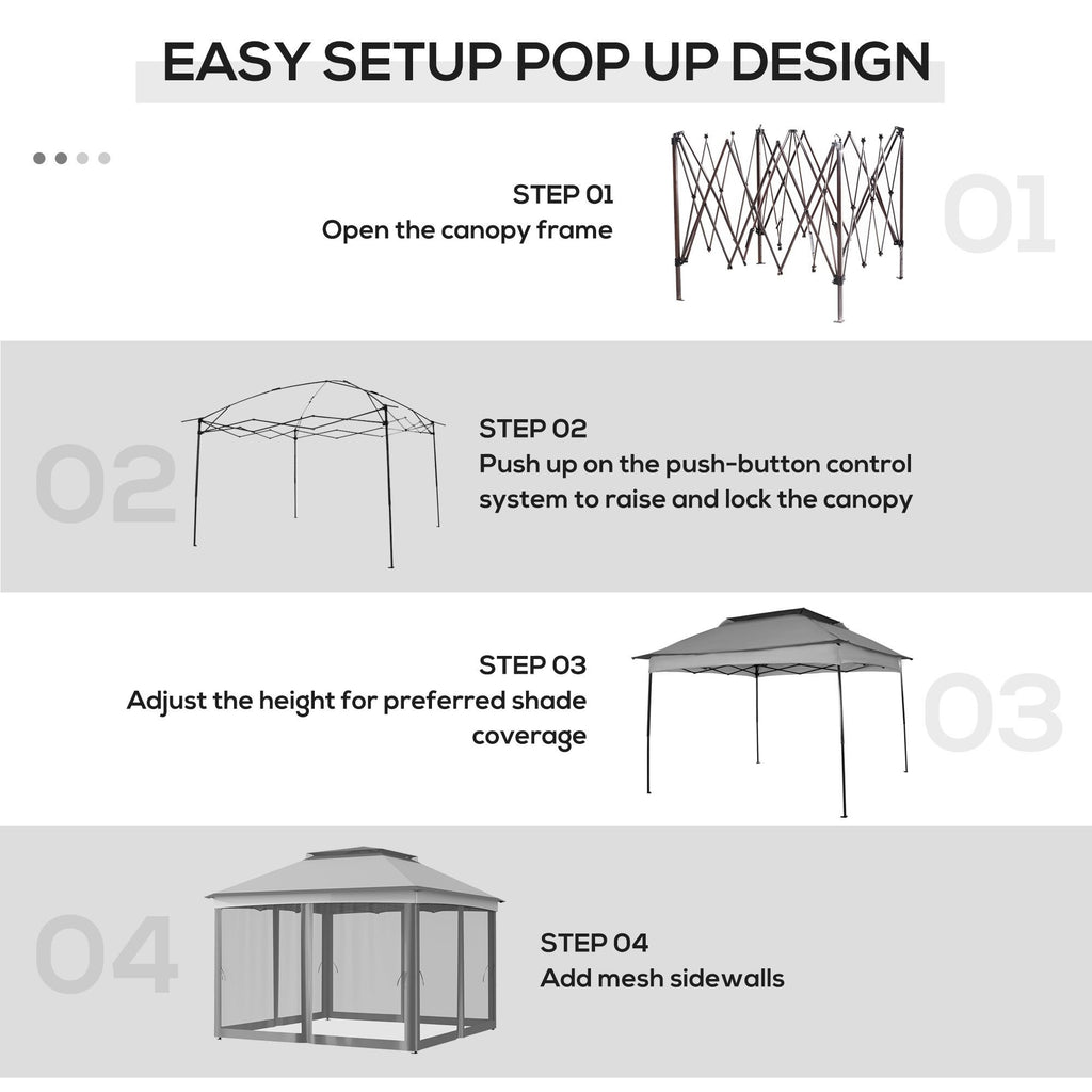 Outdoor Patio Pop Up Canopy Gazebo Shelter with Zipper Netting, Carry Bag