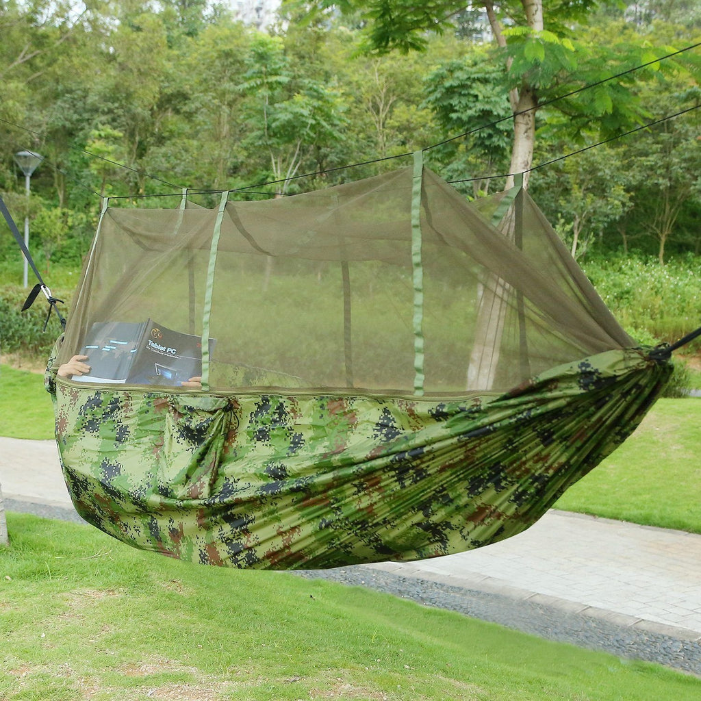 Double Camping Hammock with Mosquito Net – Portable, Includes 2 Straps, Ideal for Outdoor & Travel