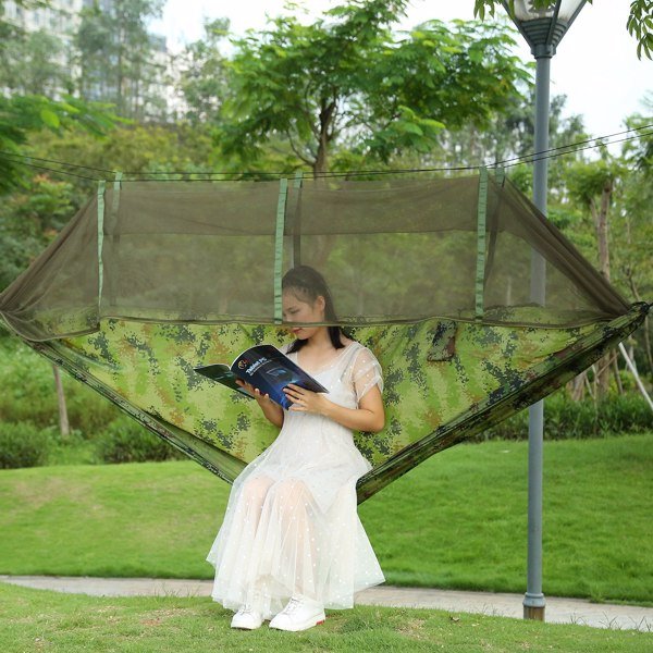 Portable Double Camping Hammock - Mosquito Net, 600 lb Capacity