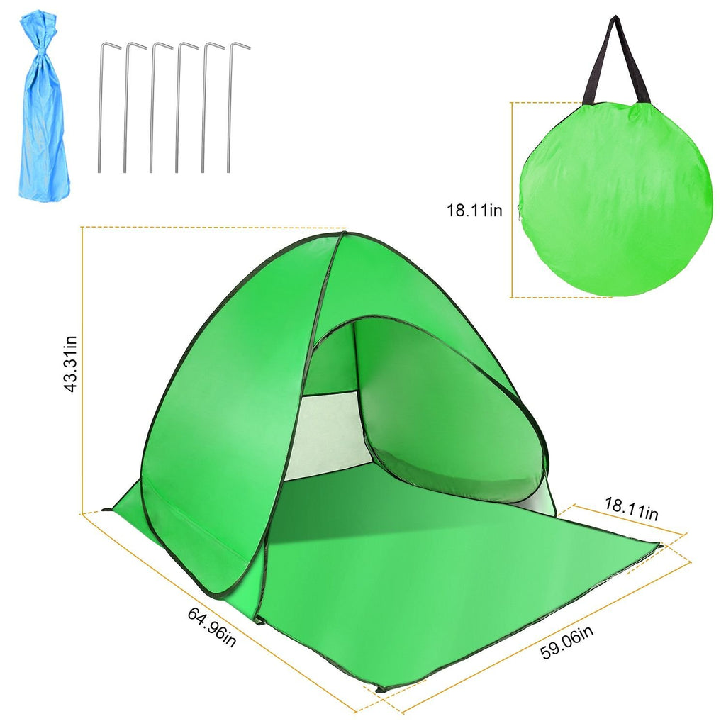 Pop-Up Beach Tent Sun Shade Shelter – Anti-UV, Waterproof with Net Window & Storage Bag for 2-3 People