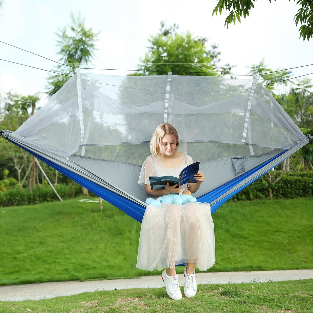 2-Person Hammock with Mosquito Net – 600 lb Load, Portable Nylon Camping Swing
