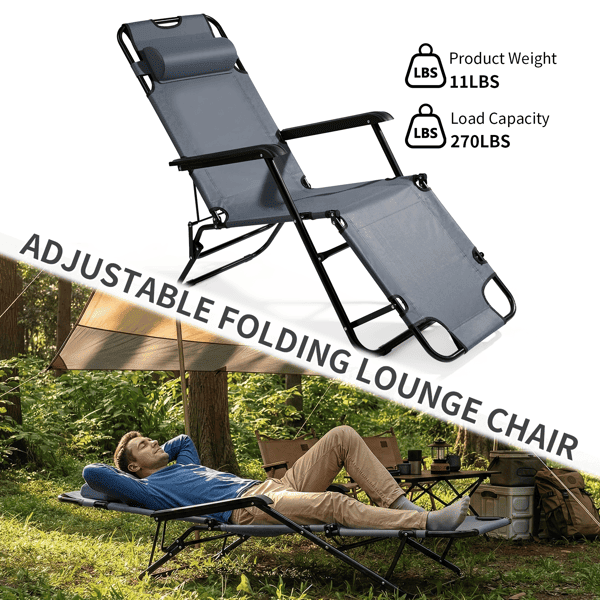 Portable Dual Purposes Extendable Folding Reclining Chair