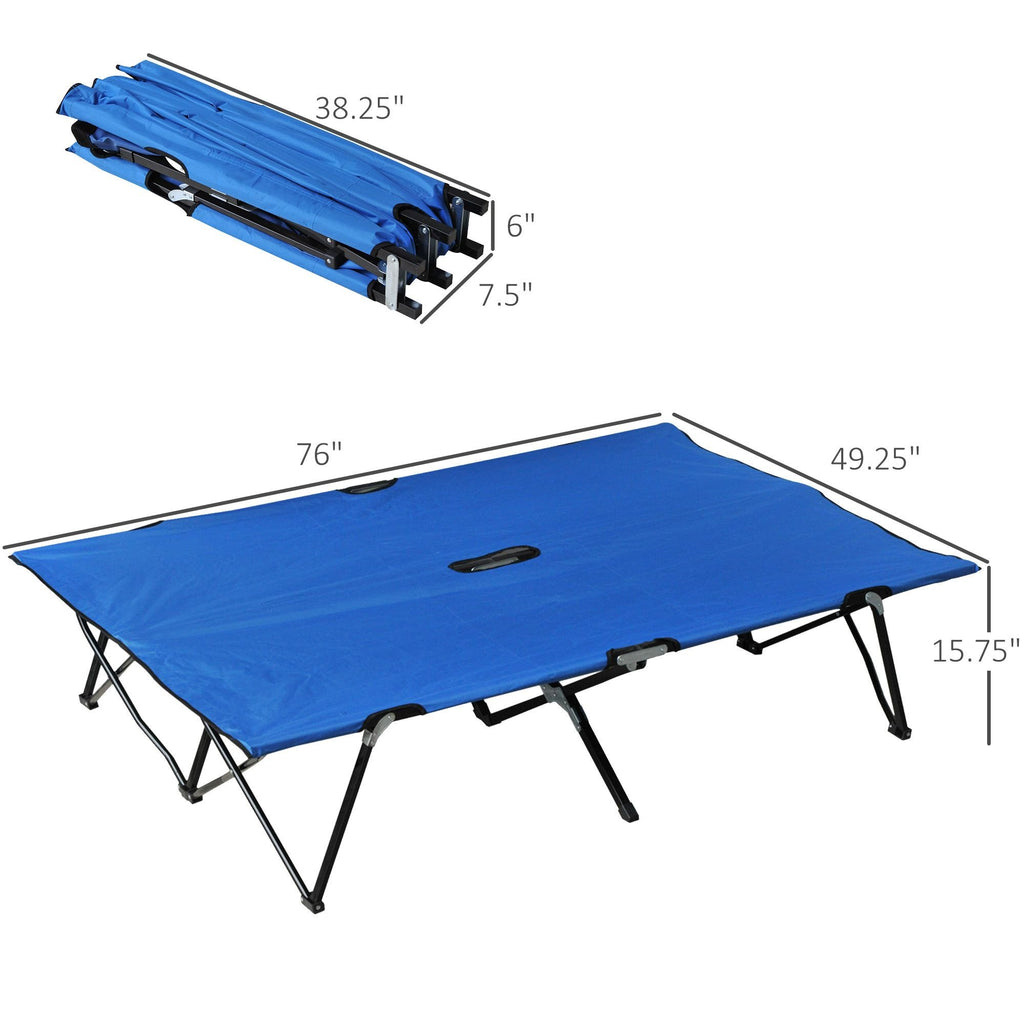2-Person Folding Camp Cot - 50" Wide Elevated Sleeping Bed