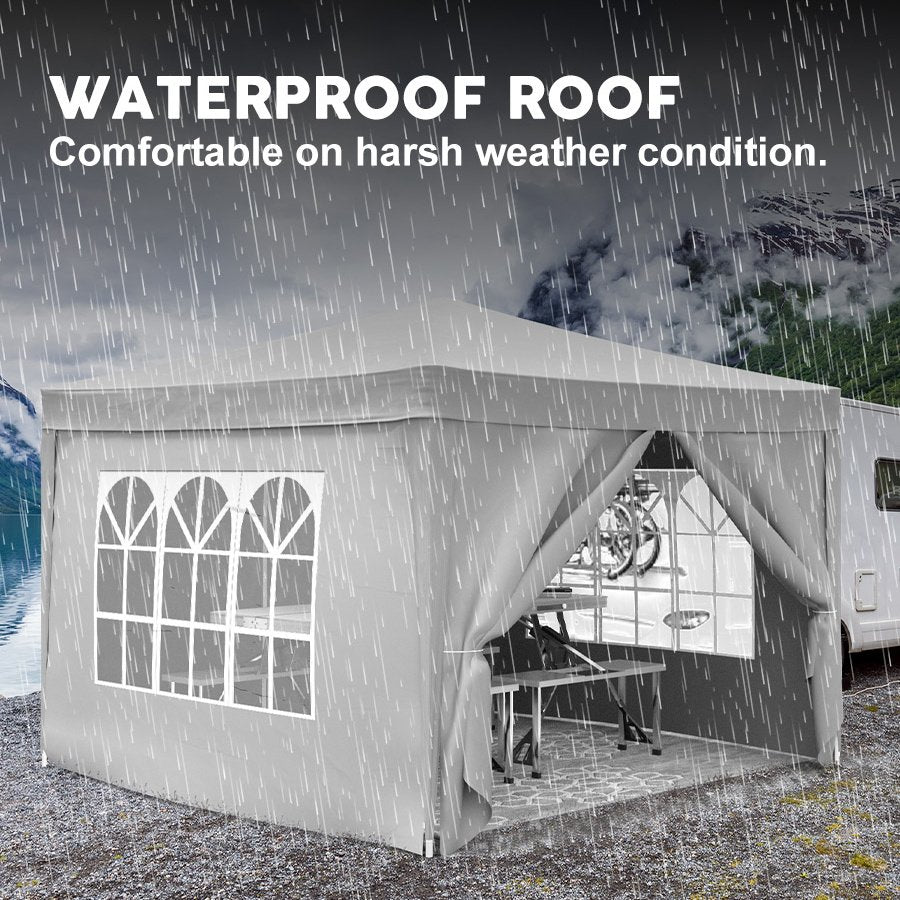 10'x10' EZ Pop Up Canopy with 4 Removable Sidewalls, Carry Bag & Weight Bags