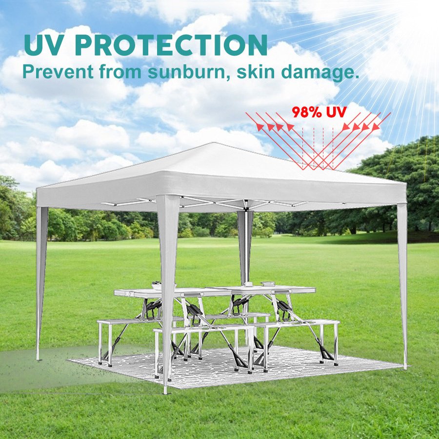 10'x10' EZ Pop Up Canopy with 4 Removable Sidewalls, Carry Bag & Weight Bags