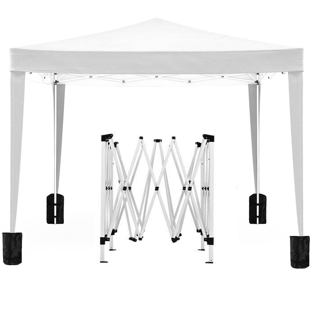 10'x10' EZ Pop Up Canopy with 4 Removable Sidewalls, Carry Bag & Weight Bags