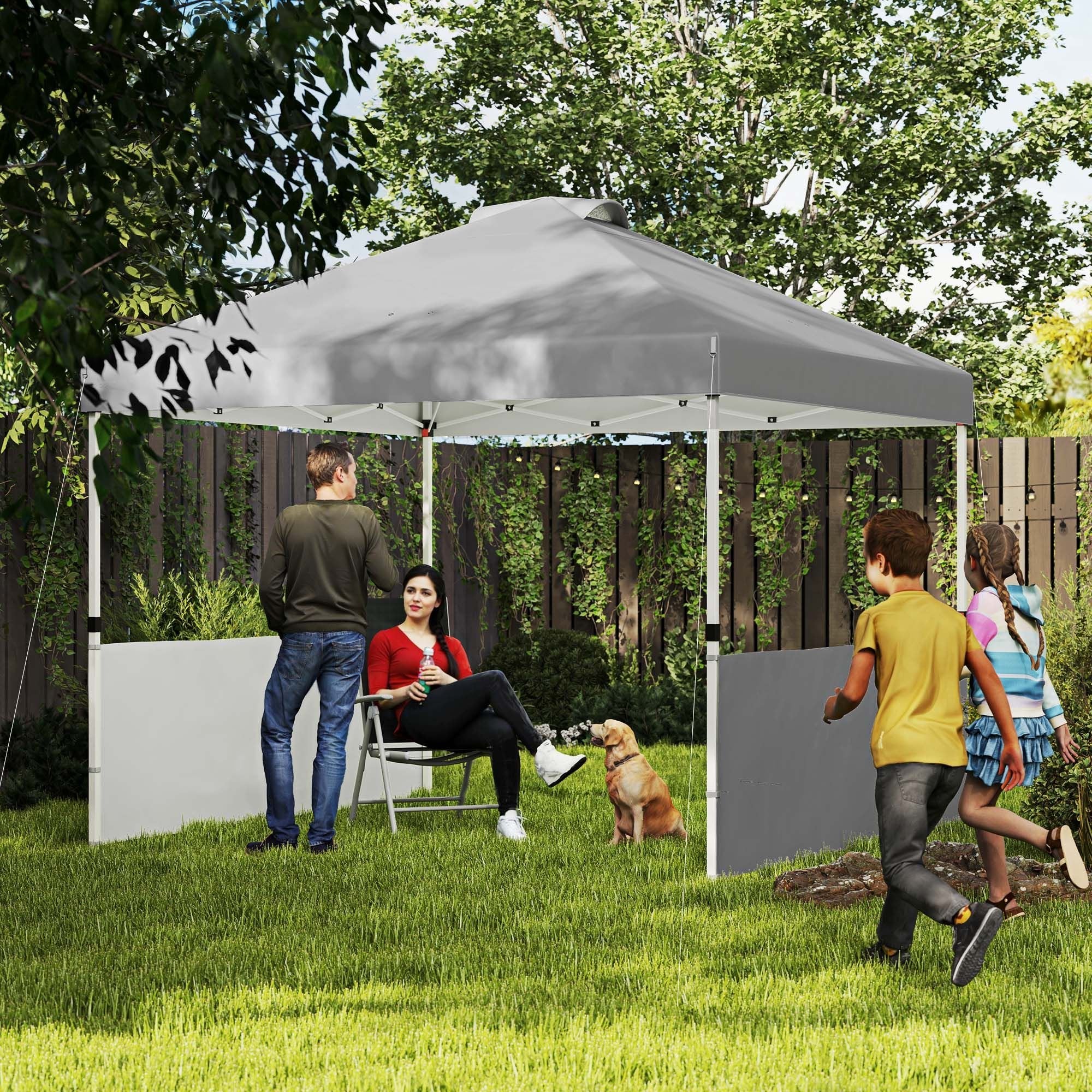 10' x 10' Pop-Up Canopy Tent - UV50+ Sun Shelter with Sidewalls & Wheeled Bag