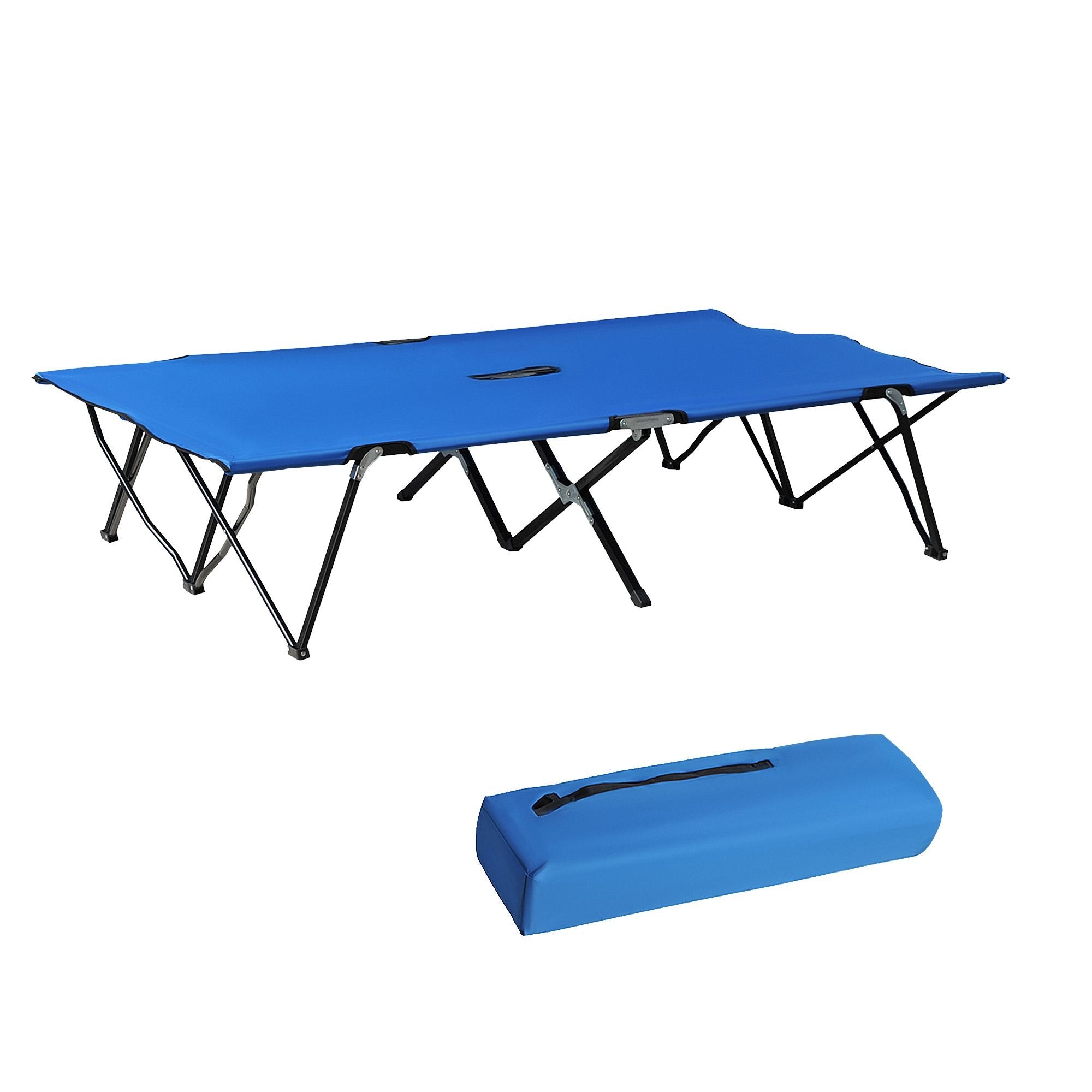 2-Person Folding Camp Cot - 50" Wide Elevated Sleeping Bed