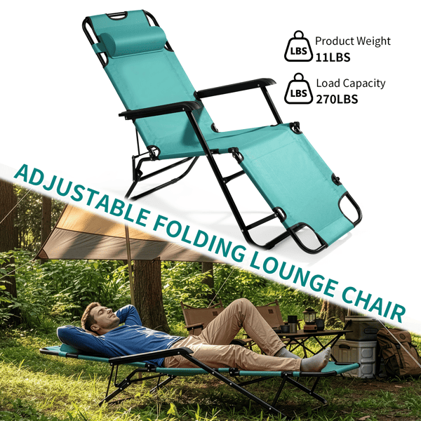 Portable Dual Purposes Extendable Folding Reclining Chair