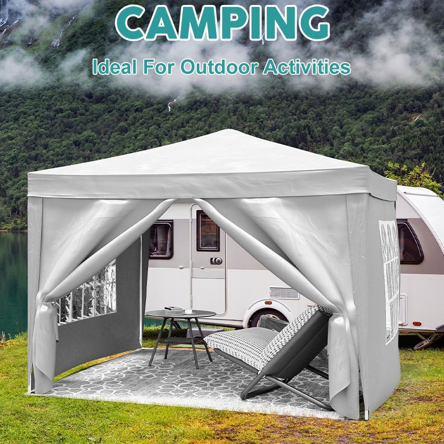 10'x10' EZ Pop Up Canopy with 4 Removable Sidewalls, Carry Bag & Weight Bags