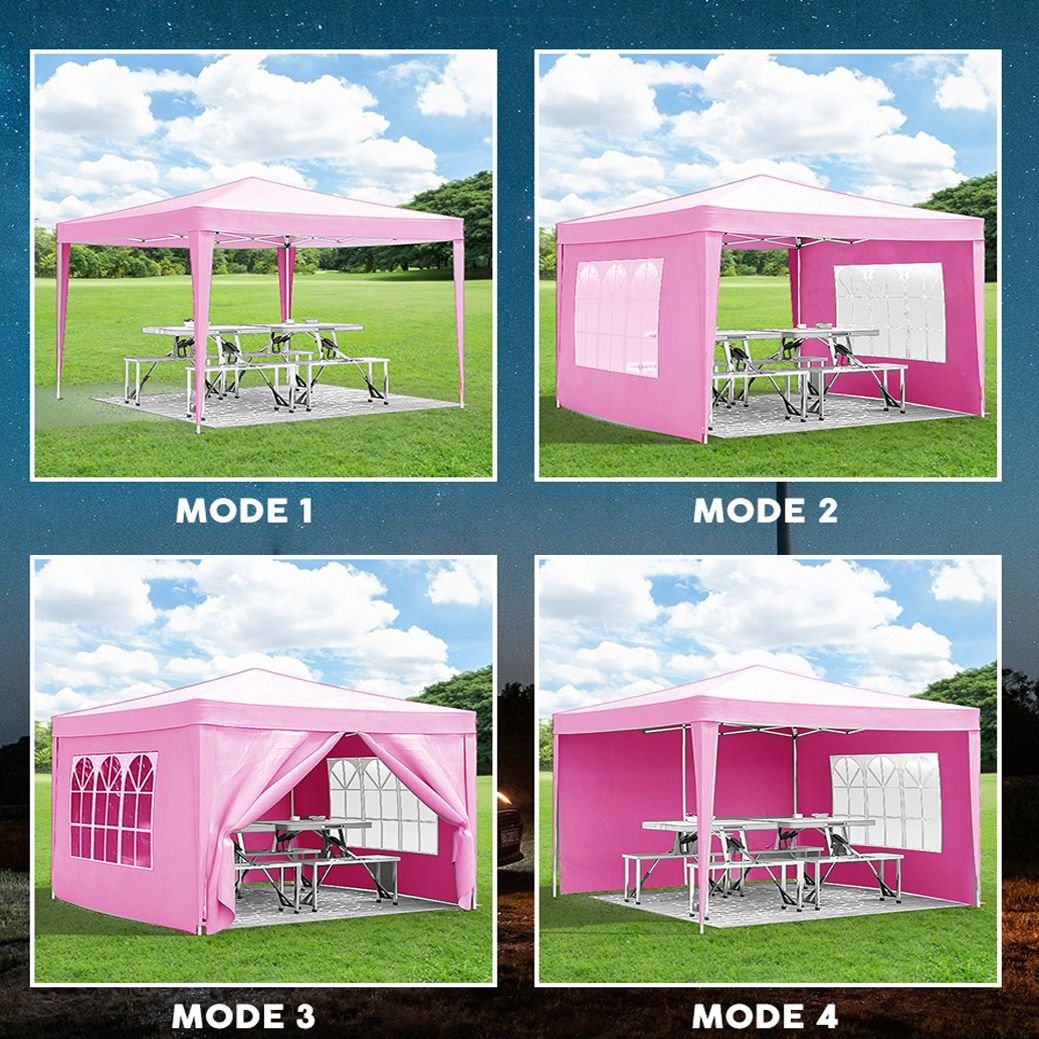 10'x10' EZ Pop Up Canopy with 4 Removable Sidewalls, Carry Bag & Weight Bags