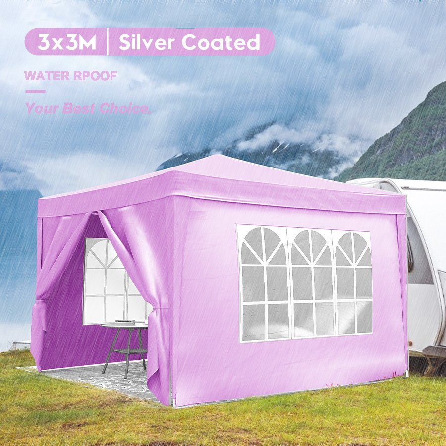 10'x10' EZ Pop Up Canopy with 4 Removable Sidewalls, Carry Bag & Weight Bags