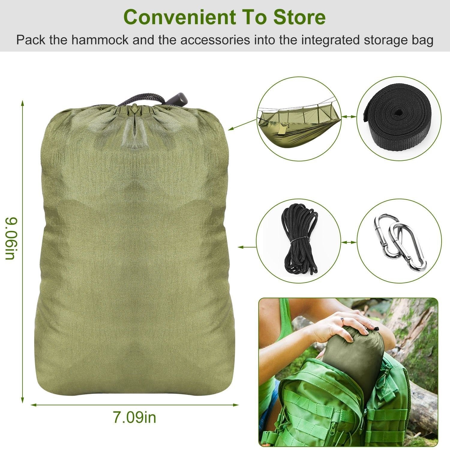 Double Camping Hammock with Mosquito Net – Portable, Includes 2 Straps, Ideal for Outdoor & Travel