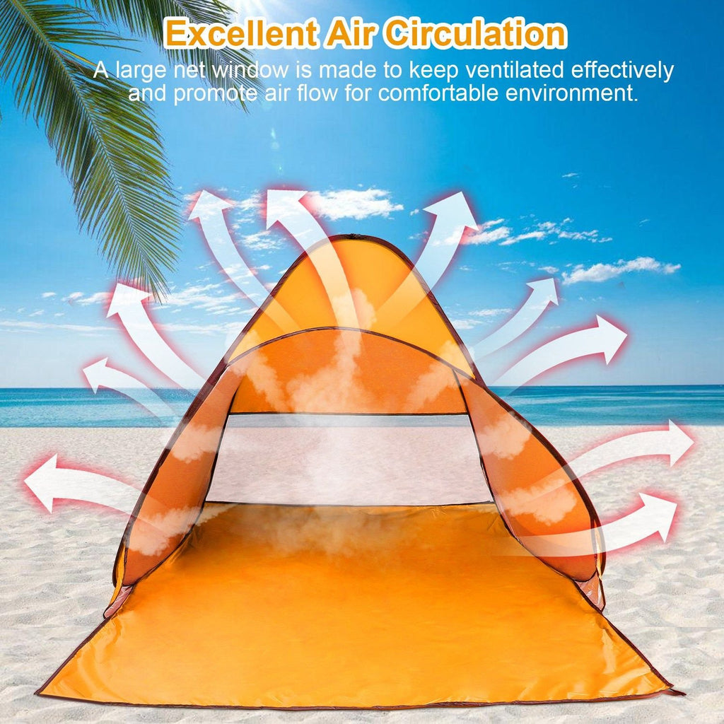 Pop-Up Beach Tent Sun Shade Shelter – Anti-UV, Waterproof with Net Window & Storage Bag for 2-3 People