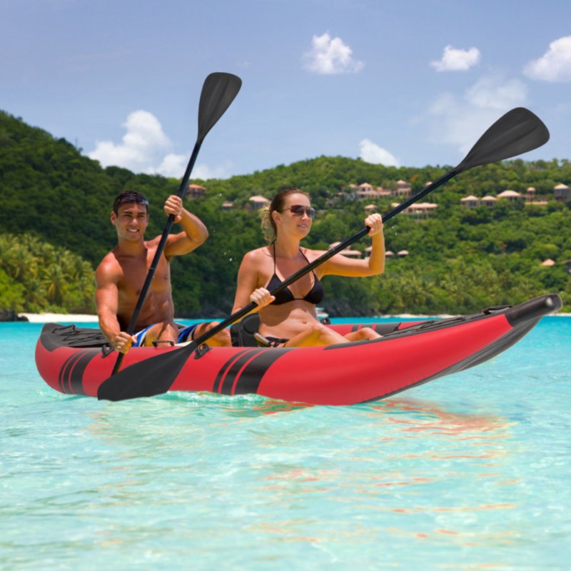 Inflatable 2-Person Kayak Set – Heavy-Duty PVC Kayak with Aluminum Oars, Adjustable Seats & Repair Kit