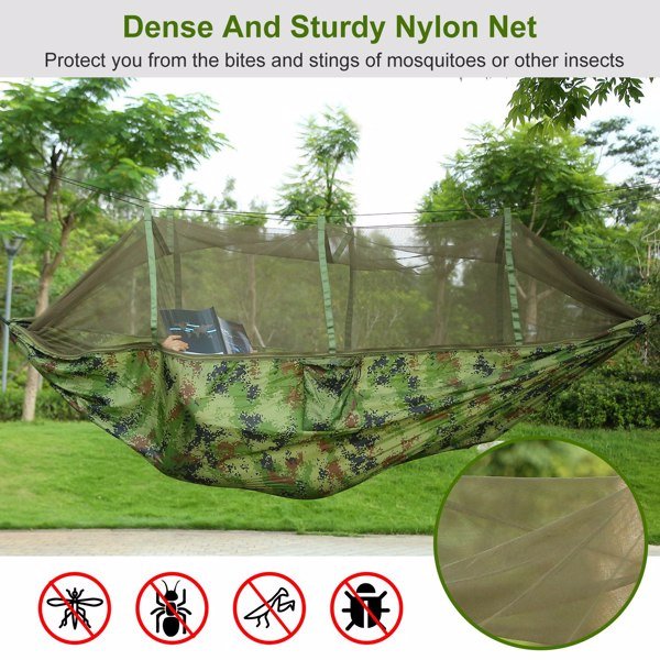Portable Double Camping Hammock - Mosquito Net, 600 lb Capacity