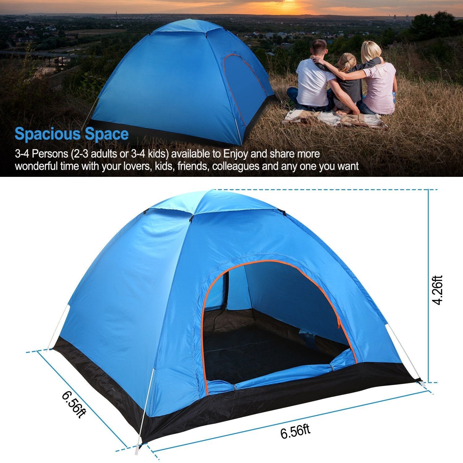 4 Persons Camping Waterproof Pop Up Tent
