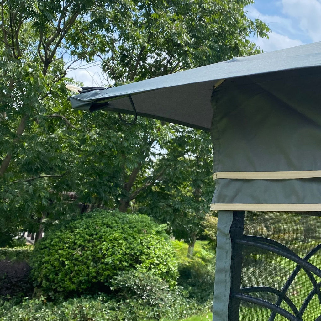 13' x 10' Patio Gazebo Canopy - Double Roof with Mosquito Netting