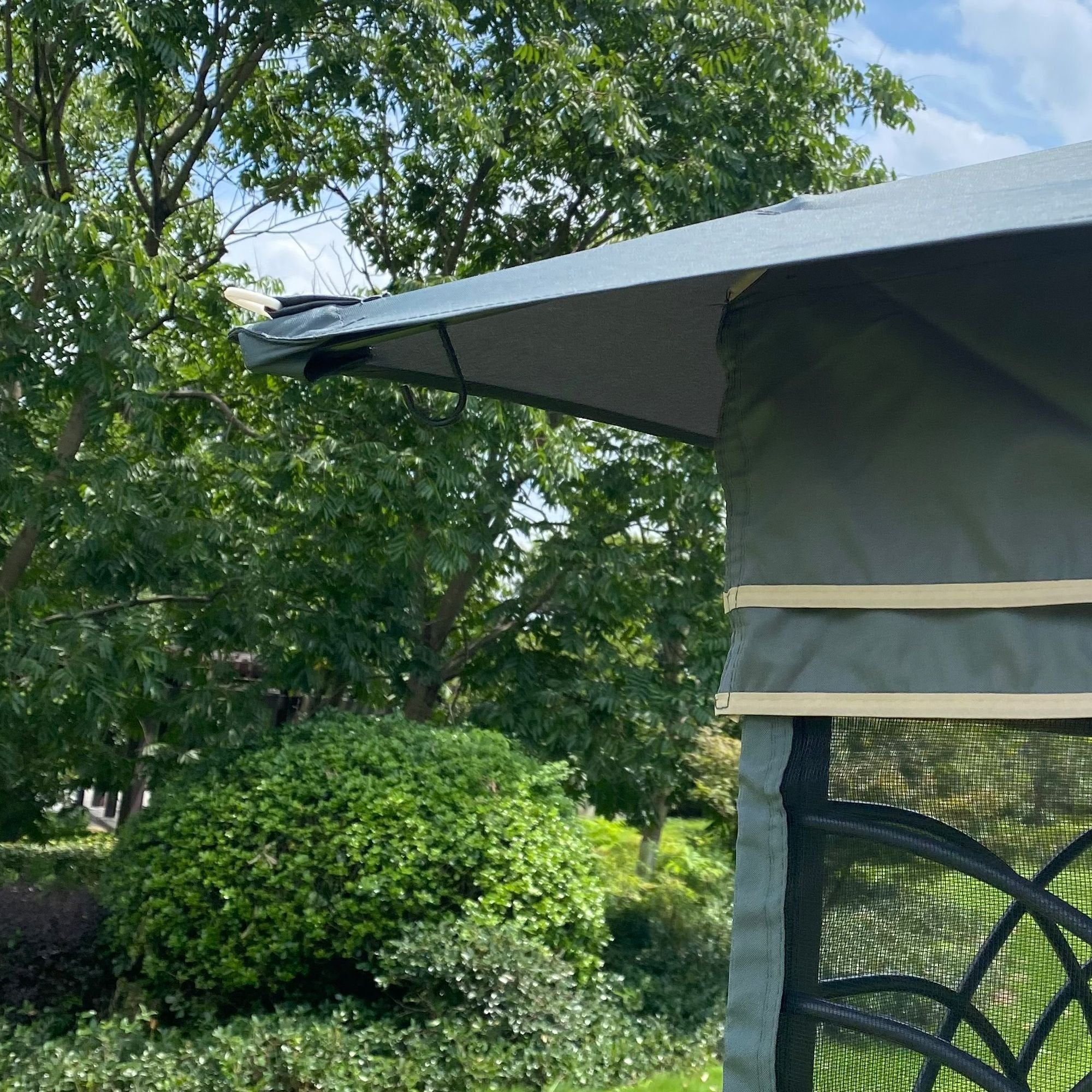 13' x 10' Patio Gazebo Canopy - Double Roof with Mosquito Netting