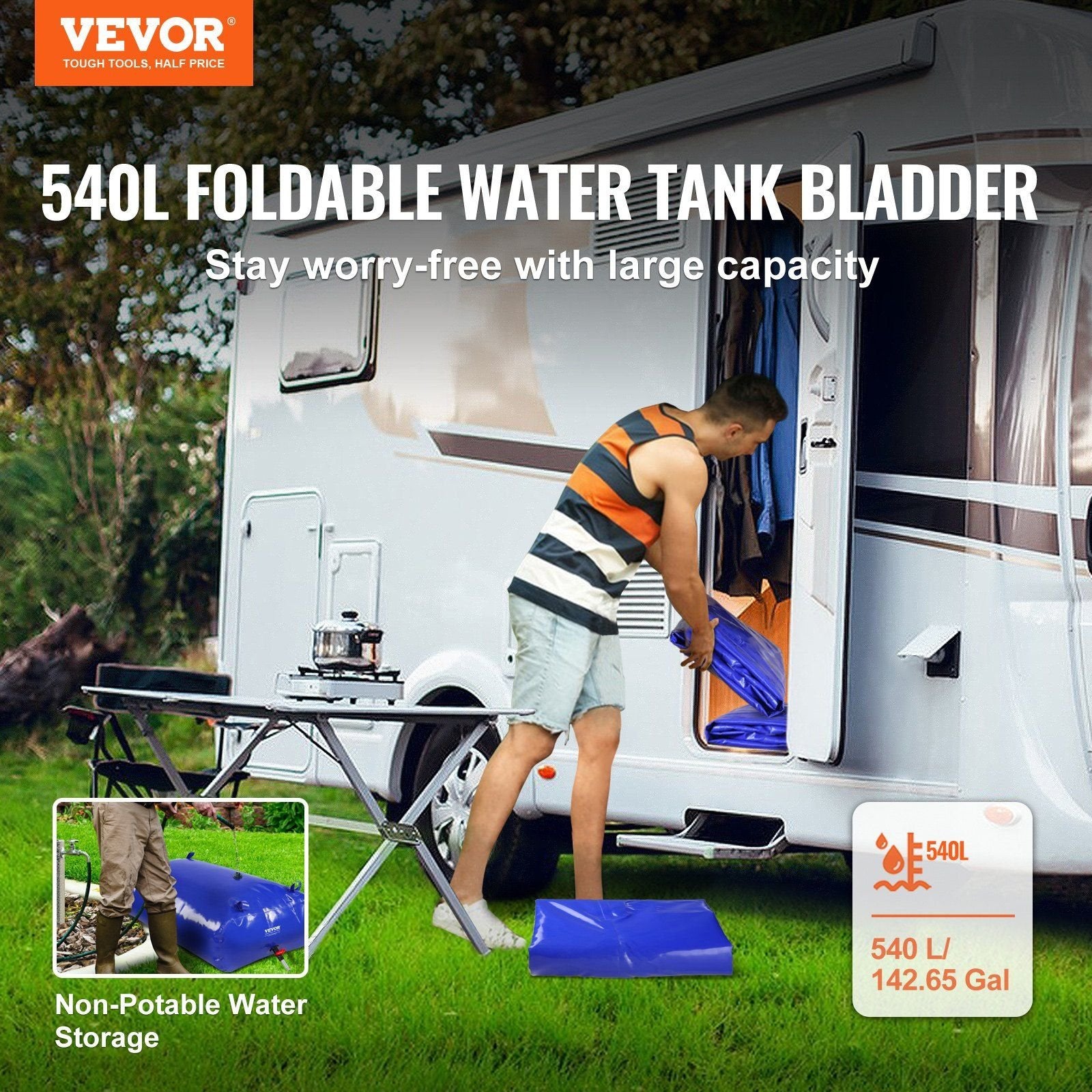 VEVOR Collapsible Water Bladder – Portable PVC Storage for RV & Camping