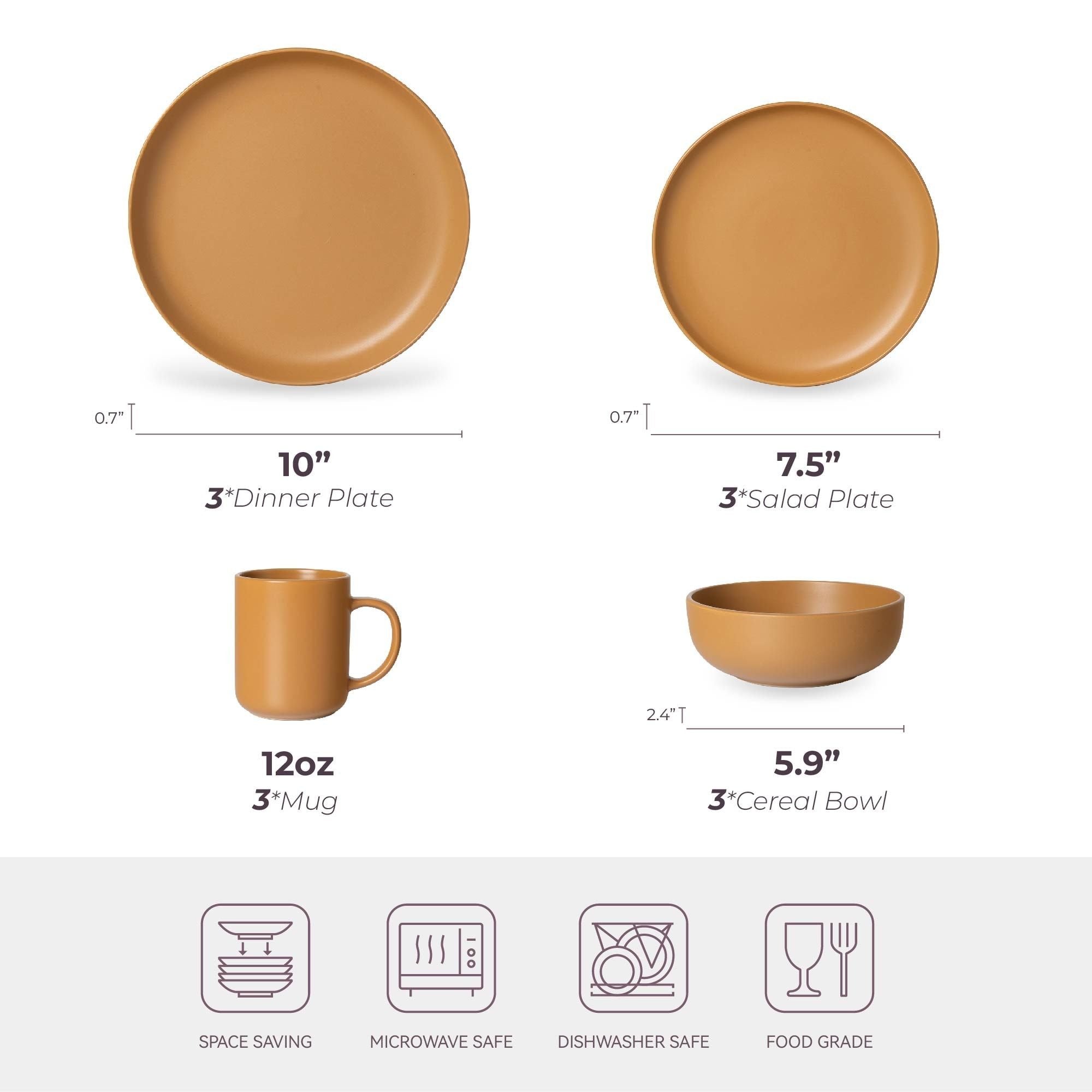 12-Piece Stoneware Dinnerware Set – Microwave & Dishwasher Safe, Non-Toxic, Stackable