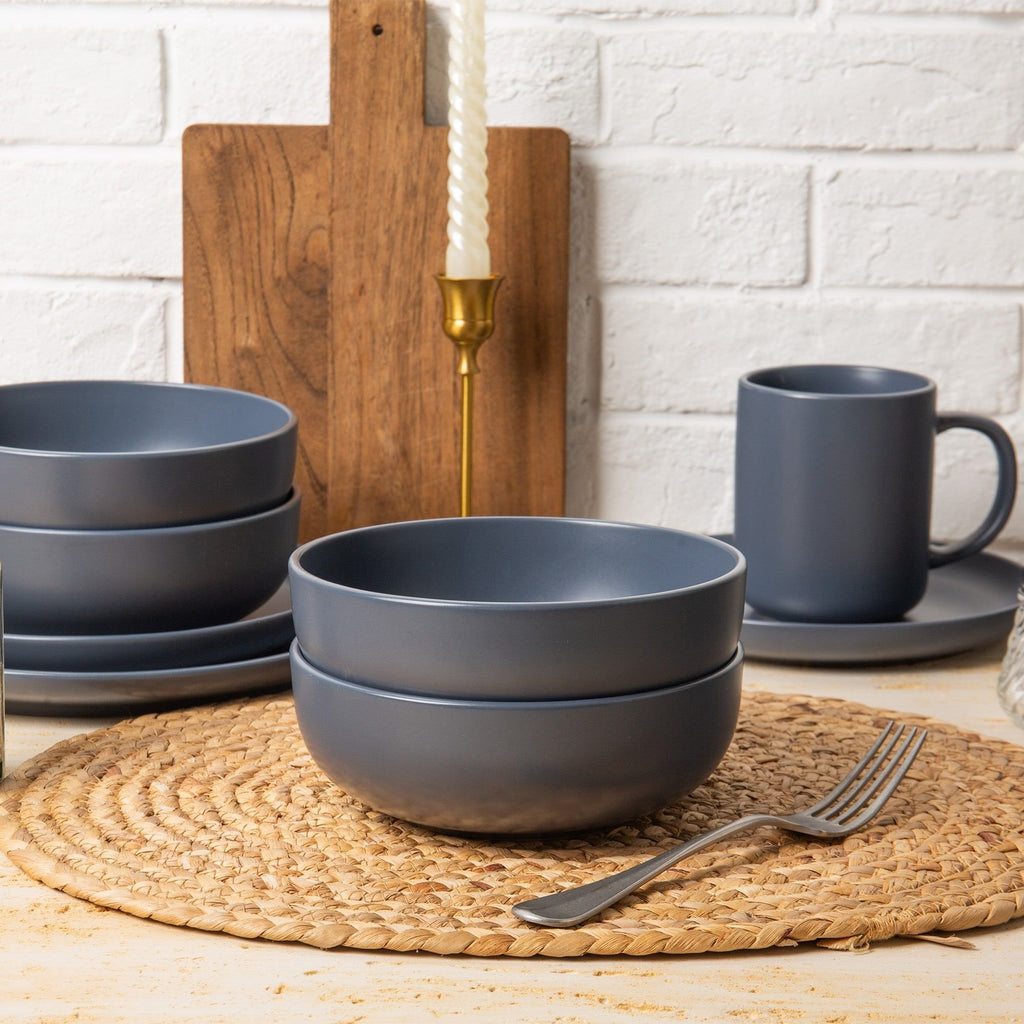 12-Piece Stoneware Dinnerware Set – Microwave & Dishwasher Safe, Non-Toxic, Stackable