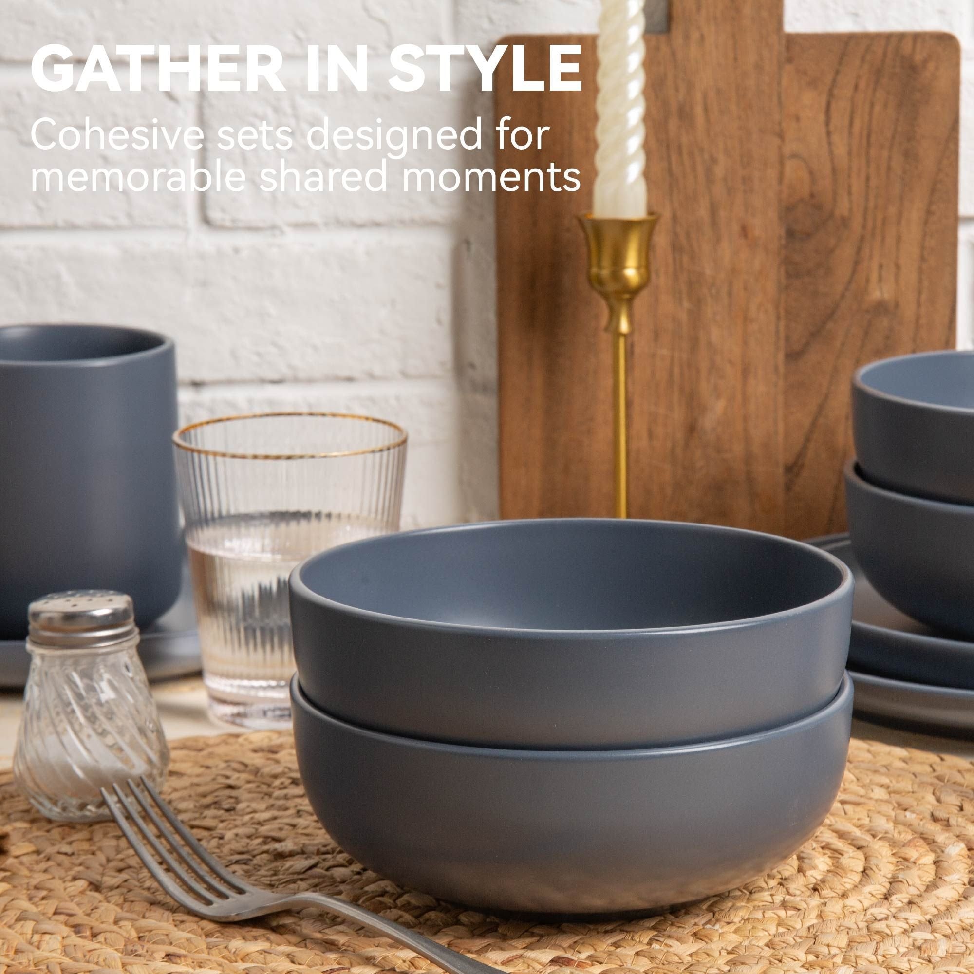 12-Piece Stoneware Dinnerware Set – Microwave & Dishwasher Safe, Non-Toxic, Stackable