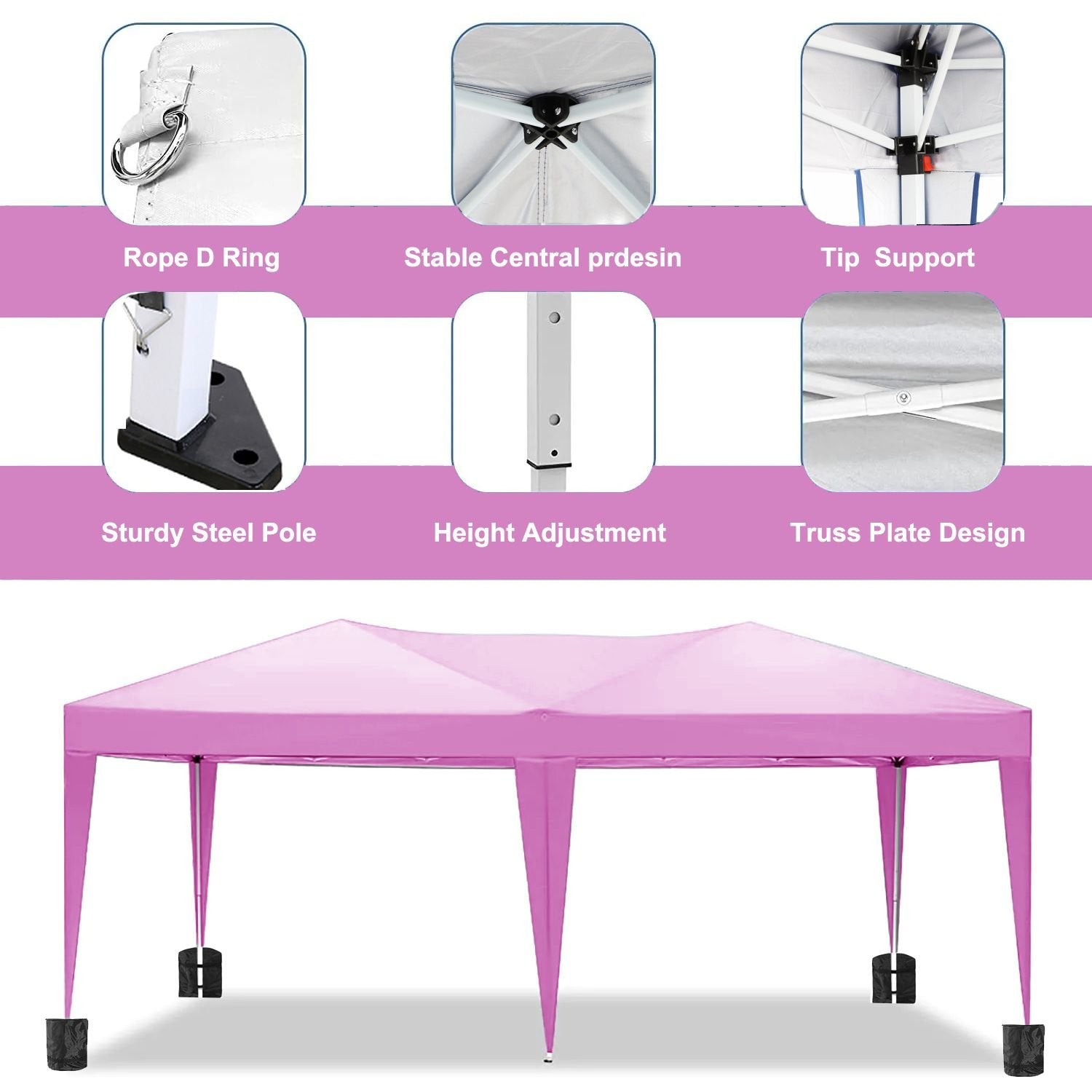 10'x20' EZ Pop Up Canopy with 6 Removable Sidewalls, Carry Bag & Weight Bags