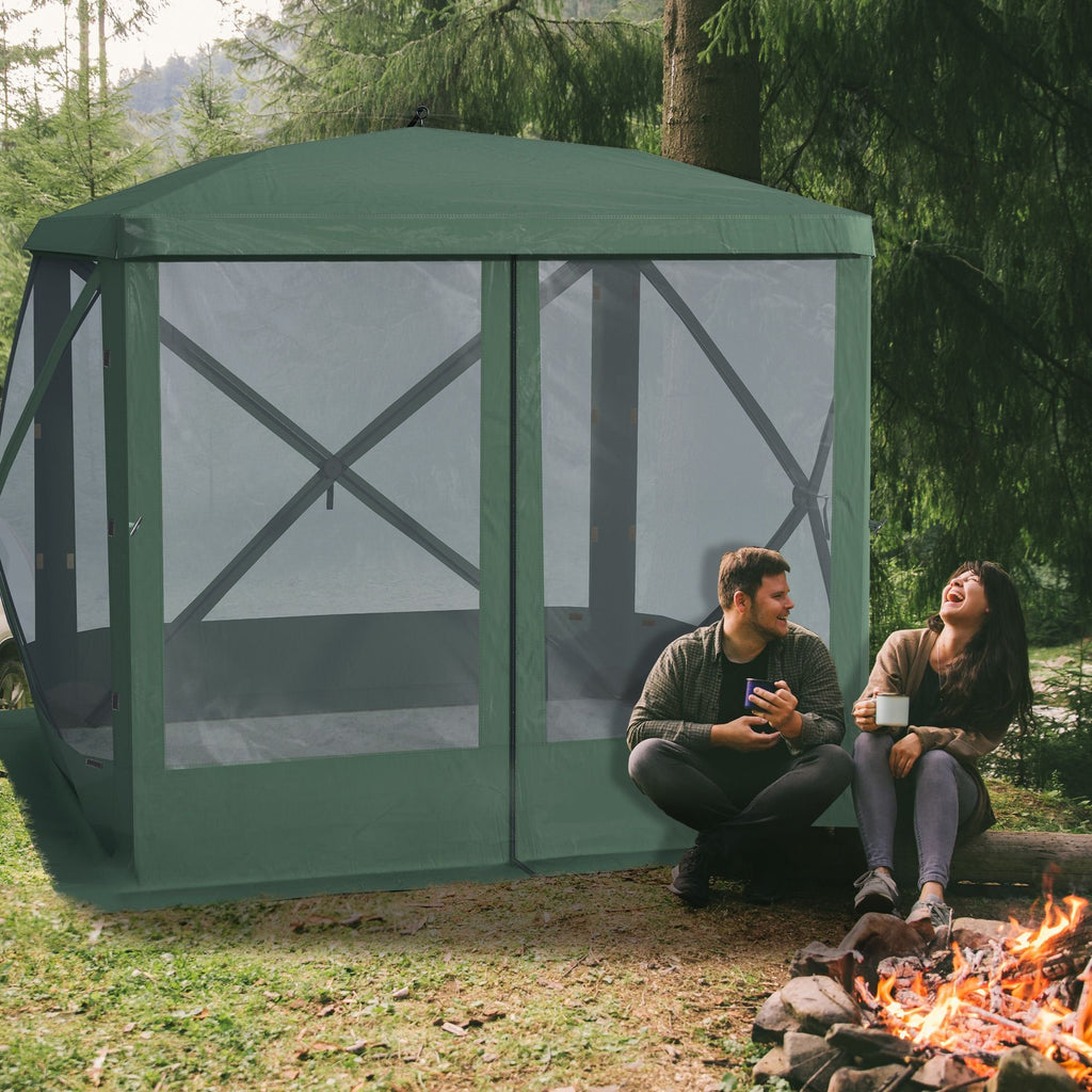 Outsunny Pop-Up Camping Canopy Gazebo – Screen Shelter Party Tent, 1-Person Easy Setup with Ventilating Mesh & Carry Bag