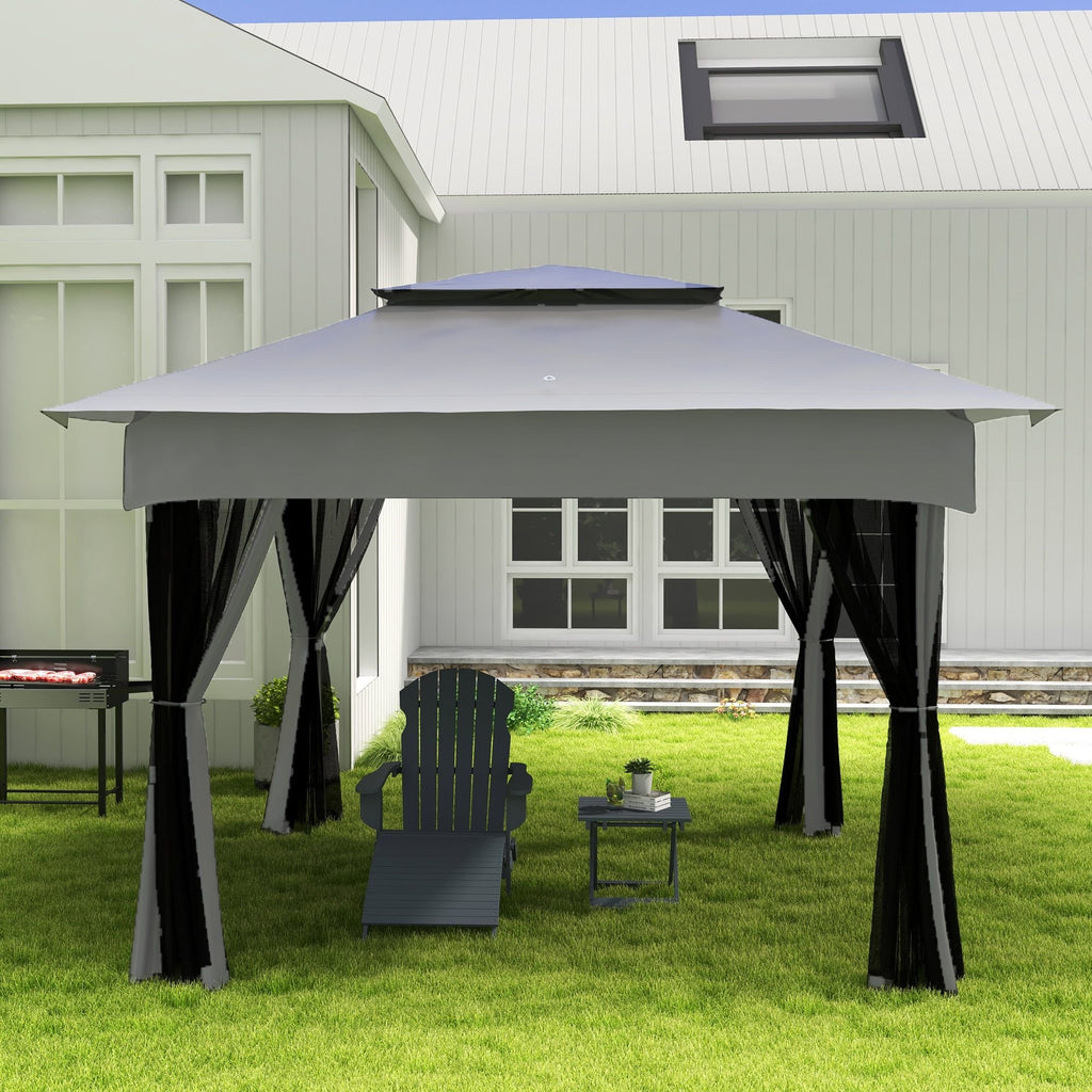 Outdoor Patio Pop Up Canopy Gazebo Shelter with Zipper Netting, Carry Bag