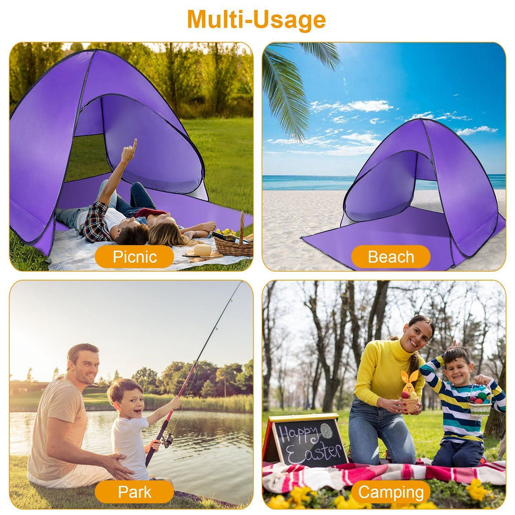 Pop-Up Beach Tent Sun Shade Shelter – Anti-UV, Waterproof with Net Window & Storage Bag for 2-3 People