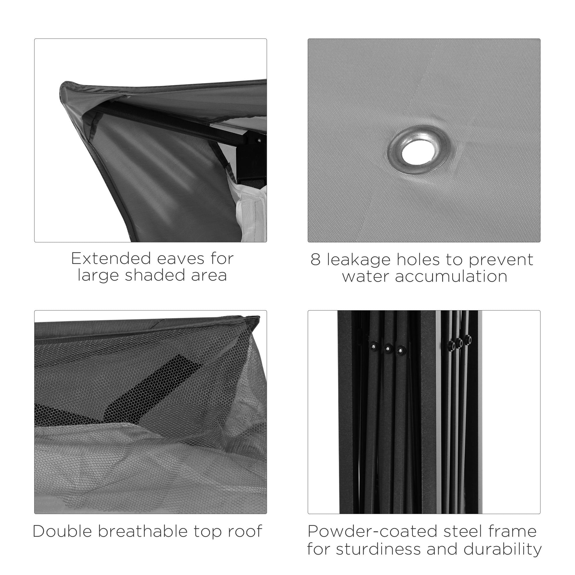 Outdoor Patio Pop Up Canopy Gazebo Shelter with Zipper Netting, Carry Bag