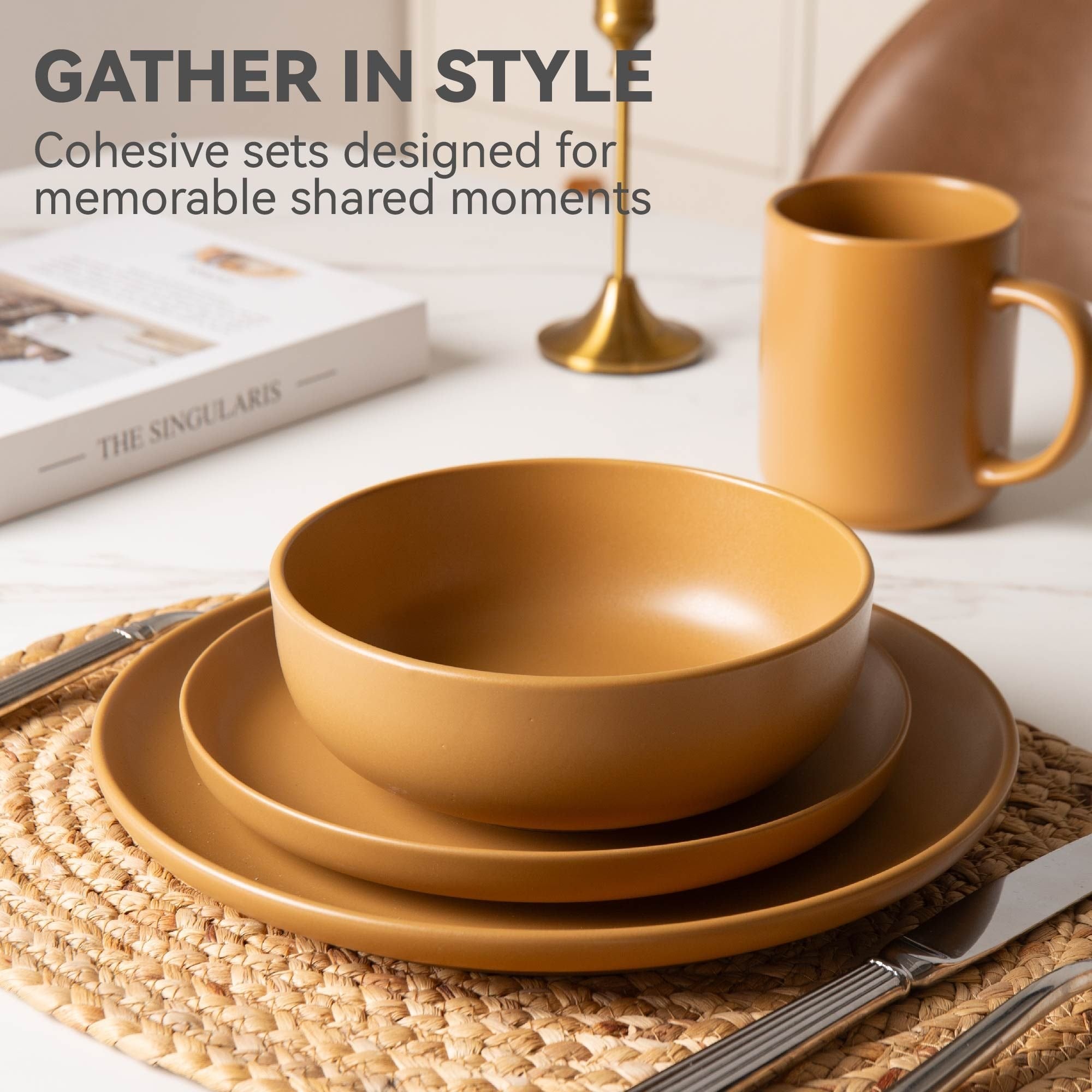 12-Piece Stoneware Dinnerware Set – Microwave & Dishwasher Safe, Non-Toxic, Stackable