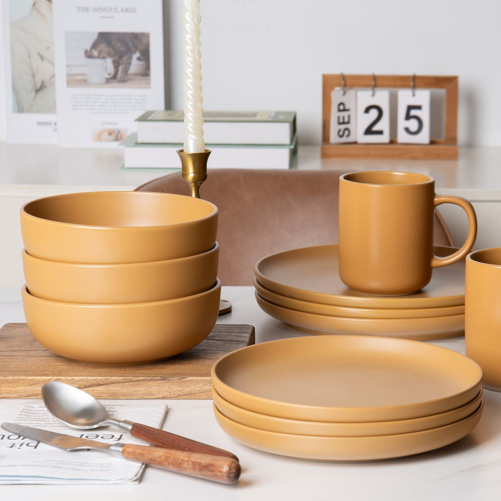 12-Piece Stoneware Dinnerware Set – Microwave & Dishwasher Safe, Non-Toxic, Stackable