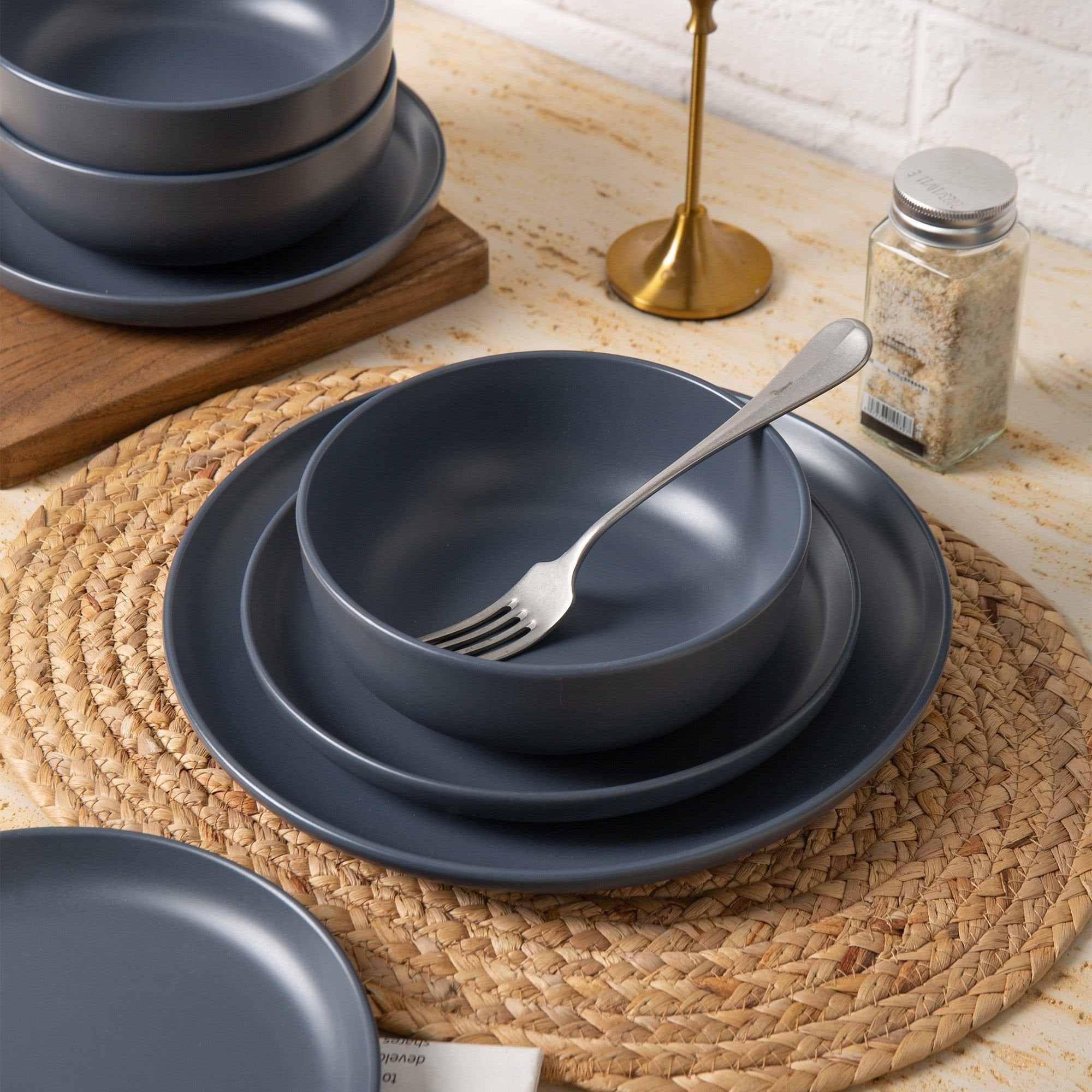 12-Piece Stoneware Dinnerware Set – Microwave & Dishwasher Safe, Non-Toxic, Stackable