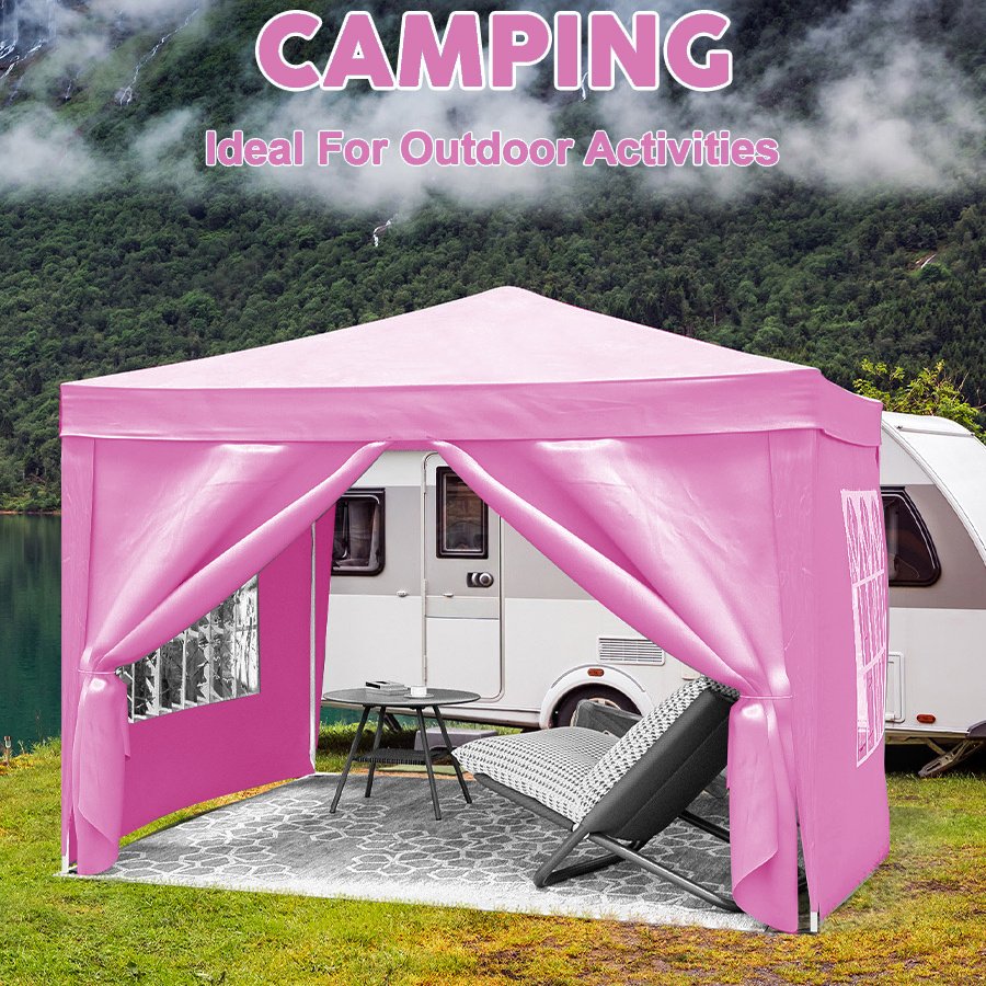 10'x10' EZ Pop Up Canopy with 4 Removable Sidewalls, Carry Bag & Weight Bags
